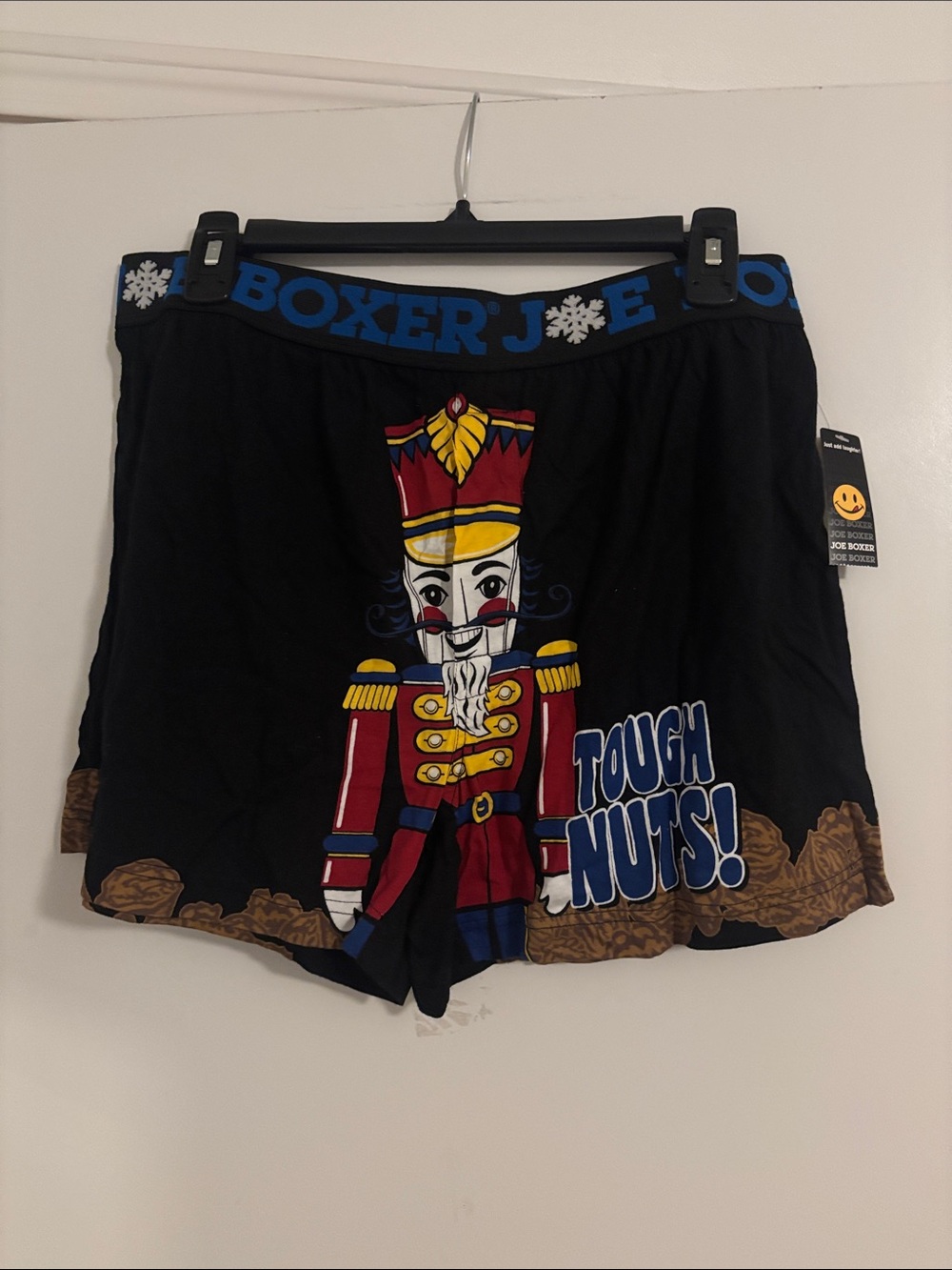 Joe Boxer Black Nutcracker Graphic Men’s Boxers with Blue Waistband